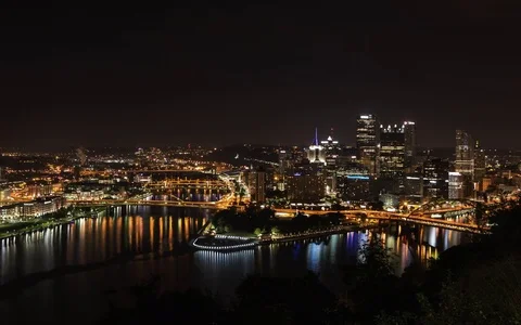 Pittsburgh Sunrise Timelapse Stock Footage