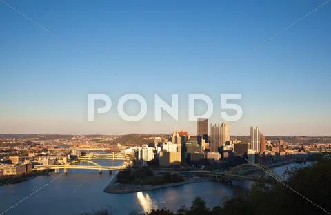 Pittsburgh at sunset Stock Photos