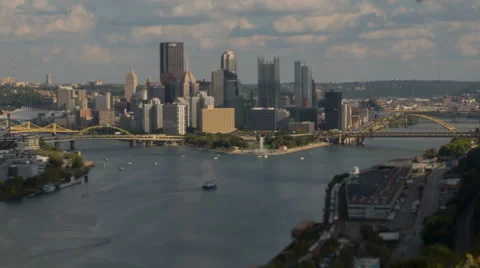 Pittsburgh Time Lapse with Tilt Shift Stock Footage