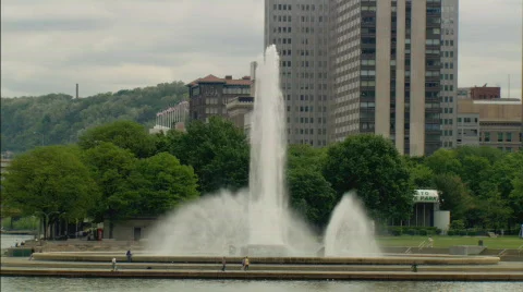 PittsburghPointStateParkFountain Stock Footage 492778
