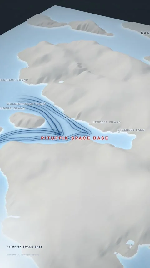 Pituffik space base north star bay greenland vector explainer vertical 3d te Stock Footage 345902329