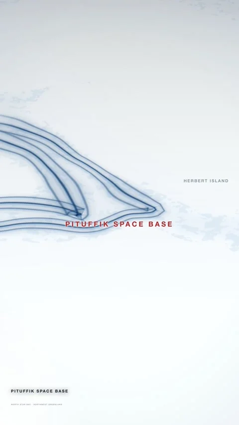 Pituffik space base north star bay greenland halftone dot vertical 3d terrai Stock Footage 345902831