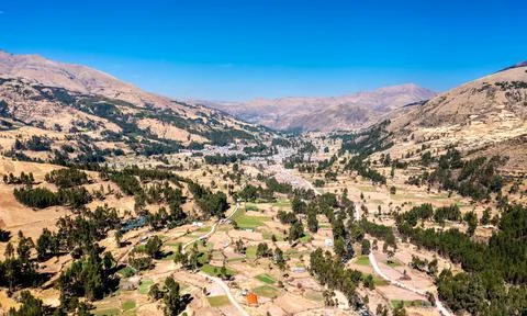 Pitumarca town in Peru Stock Photos