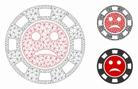 Pity Casino Chip Vector Mesh Carcass Model and Triangle Mosaic Icon 스톡 일러스트