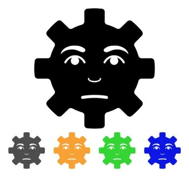 Pity Service Gear Smiley Vector Icon Stock Illustration