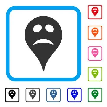 Pity Smiley Map Marker Framed Icon Stock Illustration
