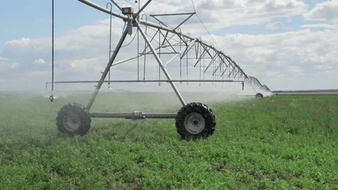 Pivot irrigation system. Agriculture. Close-up view Stock Footage 155668689