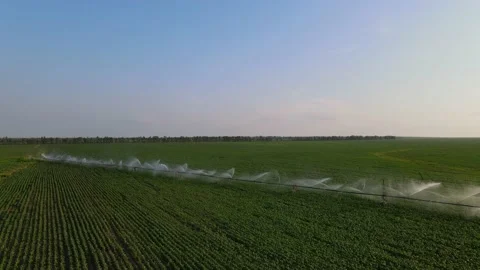 Pivot irrigation system. Rainbow. Agriculture. Aerial view Video stock 156888480
