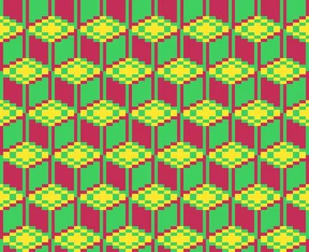 Pixel 3D Cube Geometric Seamless Pattern Illustrazione stock