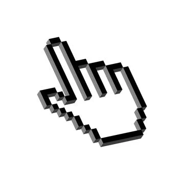 Pixel 3d hand pointer. Web cursor for links and selection of actions Stock Illustration
