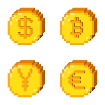 Pixel 3D icons set Stock Illustration