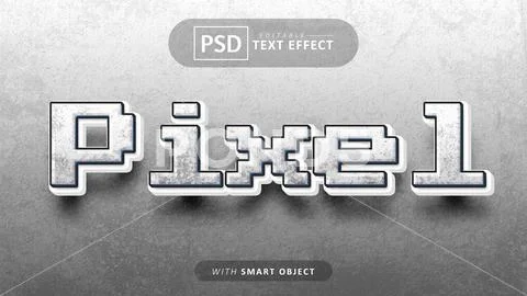 Pixel 3d text effect editable PSD Template