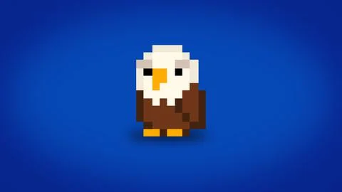 Pixel 8 bit bald eagle background - high res wallpaper Stock Illustration