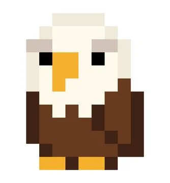 Pixel 8 bit bald eagle - isolated vector Stock Illustration