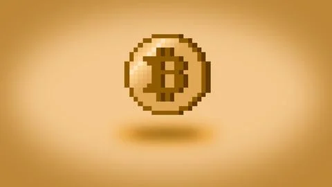 Pixel 8 bit bitcoin background - high res pixel art wallpaper Stock Illustration