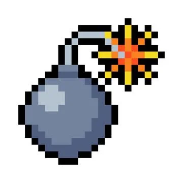 Pixel 8-bit Bomb Object as Video Game Style Element Vector Illustration Stock Illustration