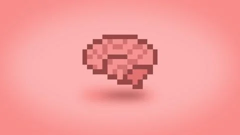 Pixel 8 bit brain wallpaper - high res 4k background Stock Illustration