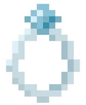 Pixel 8 bit Diamond Engagement or Wedding ring Stock Illustration