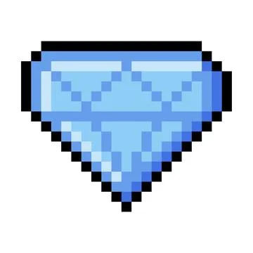 Pixel 8-bit Diamond Object as Video Game Style Element Vector Illustration Stock Illustration