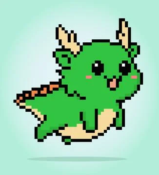 Pixel 8-bit dragon is flying. Animals in vector illustrations Stock-Illustration