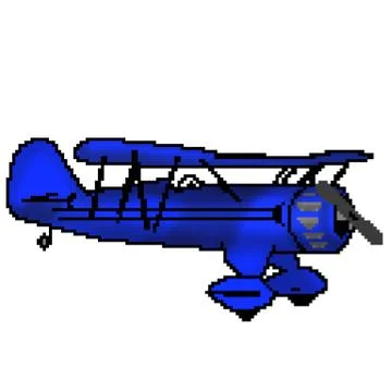 Pixel 8 bit drawn  antique blue plane Stock Illustration