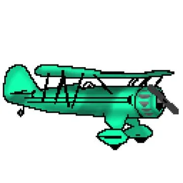 Pixel 8 bit drawn antique green plane Stock Illustration