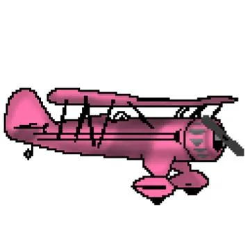 Pixel 8 bit drawn  antique rose plane Stock Illustration