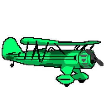 Pixel 8 bit drawn antique green plane Stock Illustration