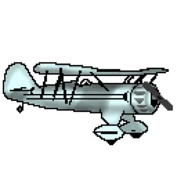 Pixel 8 bit drawn  blue antique plane Stock Illustration