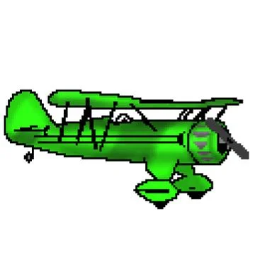 Pixel 8 bit drawn green antique plane Stock Illustration