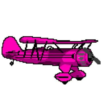 Pixel 8 bit drawn magenta antique plane Stock Illustration
