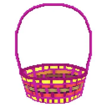 Pixel 8 bit drawn multicolored easter egg hunting basket Illustrazione stock