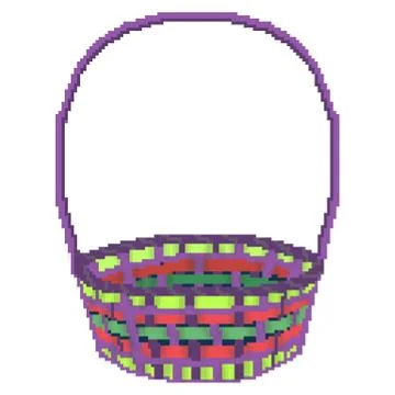 Pixel 8 bit drawn multicolored easter egg hunting basket Stock Illustration