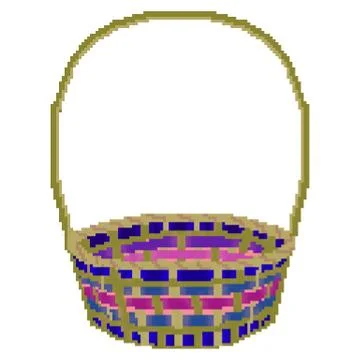 Pixel 8 bit drawn multicolored easter egg hunting basket Illustrazione stock