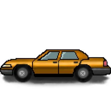 Pixel 8 bit drawn passenger multicolored car Stock Illustration