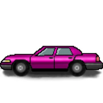 Pixel 8 bit drawn passenger multicolored car Stock Illustration