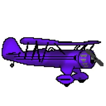 Pixel 8 bit drawn purple antique plane Stock Illustration