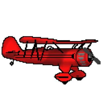 Pixel 8 bit drawn red antique plane Stock Illustration