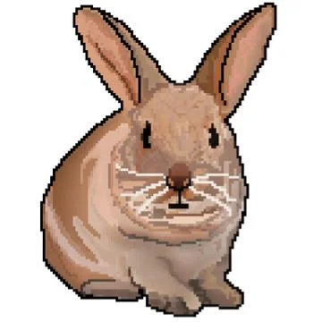 Pixel 8 bit drawn shaded furry bunny rabbit Illustrazione stock