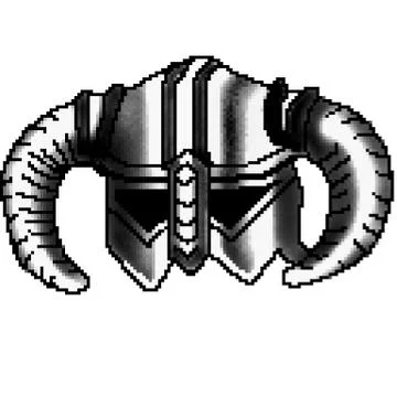 Pixel 8 bit drawn viking horned helmet Stock Illustration