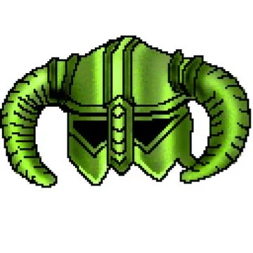 Pixel 8 bit drawn viking horned helmet Stock Illustration