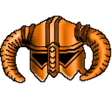 Pixel 8 bit drawn viking horned helmet Stock Illustration