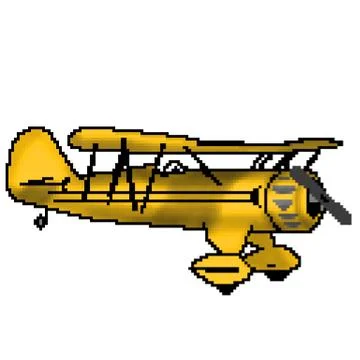 Pixel 8 bit drawn yellow antique plane Stock Illustration
