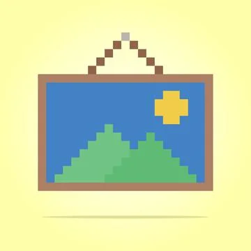 Pixel 8 bit frame of gallery. game assets in vector illustrations. 스톡 일러스트