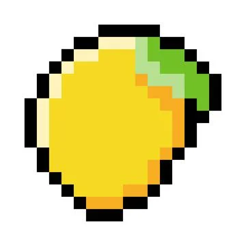 Pixel 8-bit Lemon Object as Video Game Style Element Vector Illustration Stock Illustration