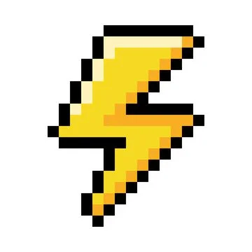 Pixel 8-bit Lightning Object as Video Game Style Element Vector Illustration Illustrazione stock