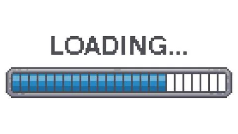 Pixel 8-bit loading bar, video game UI Stock Illustration
