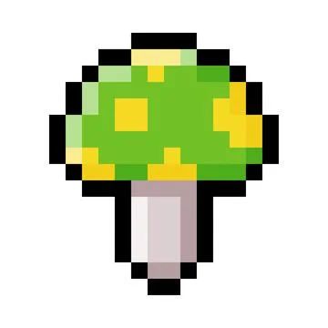 Pixel 8-bit Mushroom Object as Video Game Style Element Vector Illustration Stock Illustration