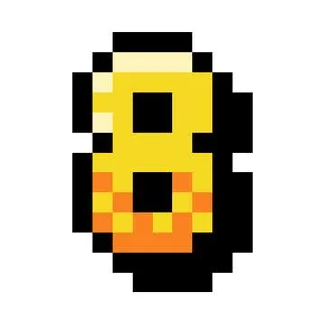 Pixel 8 Bit Number Eight or Numeral Vector Illustration 스톡 일러스트