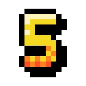 Pixel 8 Bit Number Five or Numeral Vector Illustration 스톡 일러스트